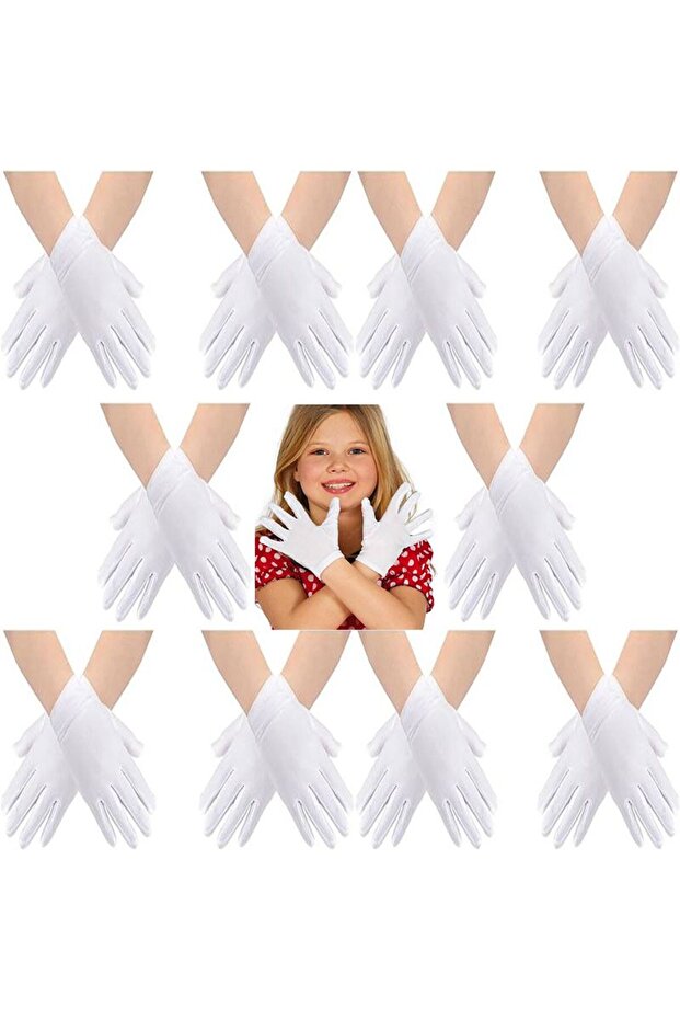 White Color Lycra 23 April 29 October 19 May Performance Marching Band Gloves 10 Pairs (20 Pieces)