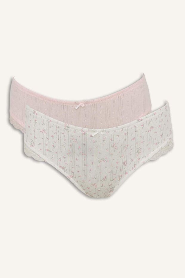 100% Cotton Lace Detailed 2-Piece Slip Panties Set I3003Ax26Au
