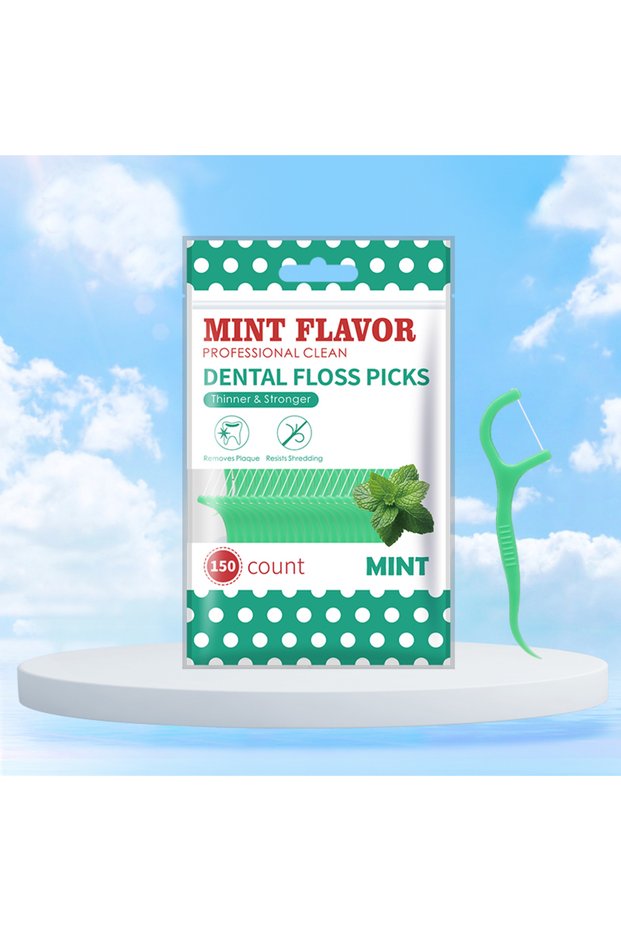 50pcs 300/150/50pcs Mint Floss Stick - Disposable Floss Cleaning Stick - Toothpick to Remove Plaque