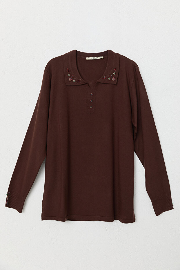 Plus Size Knit Sweater - Tan