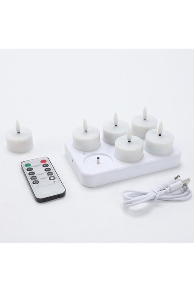 Rechargeable Tea Candles with Charging Base and Timer, LED Tea Candles, Flashing Candles with Remote Control, Timer Function, Home Use.