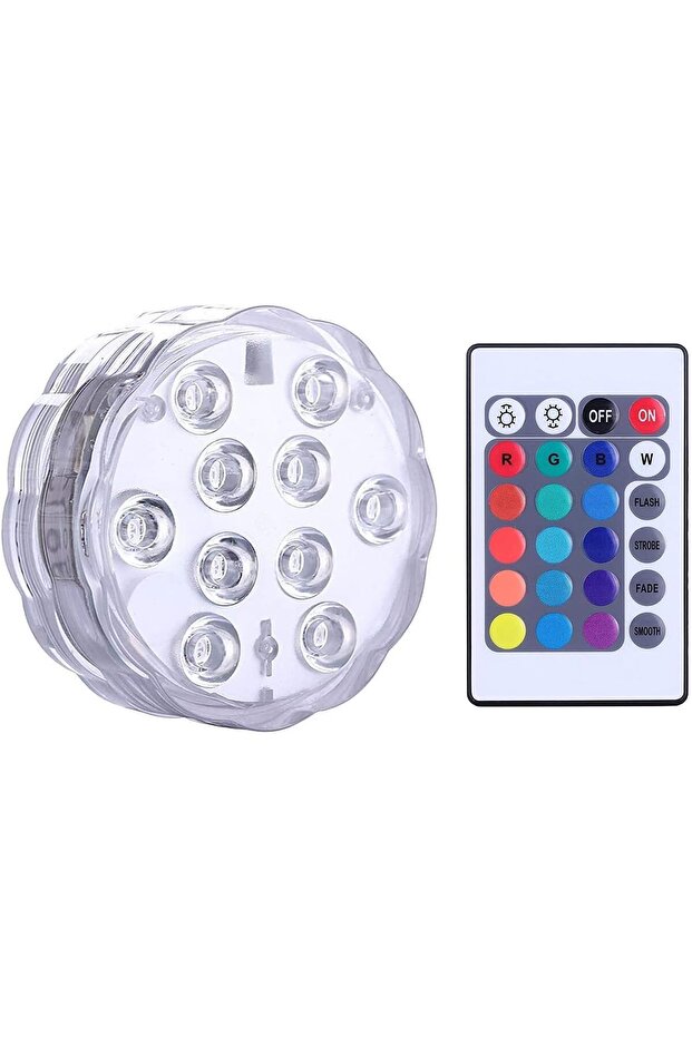 1-Pack Remote-Controlled Waterproof Submersible RGB LED Pool Light