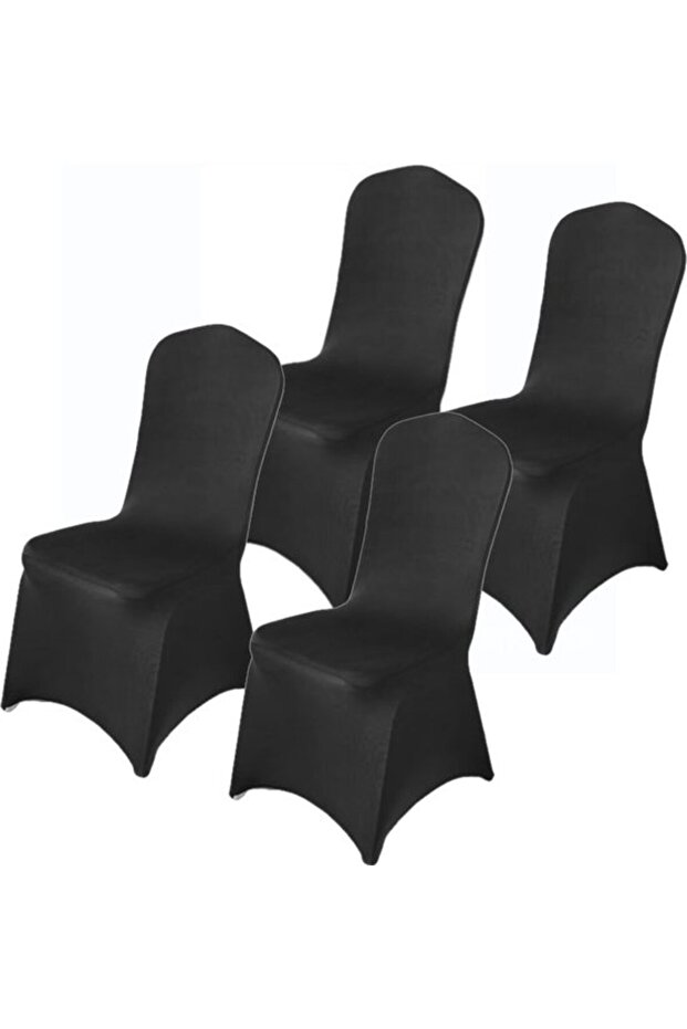 4-Pack Stretch Dining Chair Slipcovers & Seat Protectors (Black, 85-95 cm)