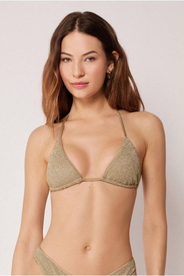 Triangle Bikini Top Metallic Glow