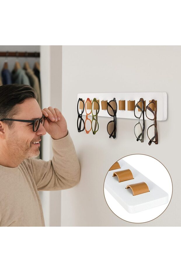 Eyeglass case, wall-mounted eyeglass frame, 9-compartment eyeglass storage box, can store multiple pairs of glasses.