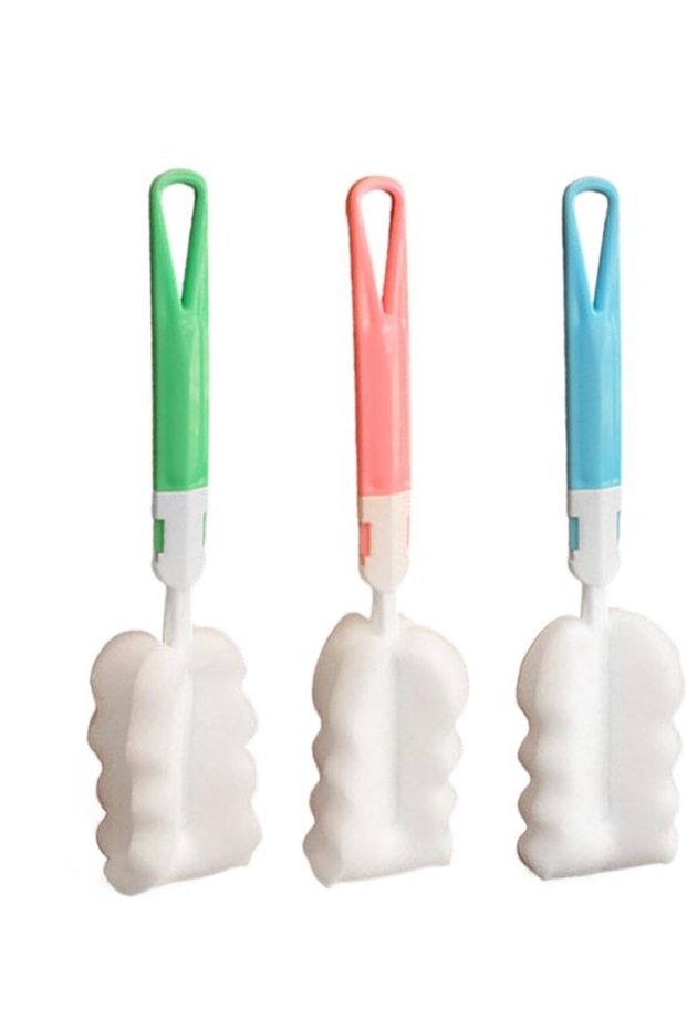 Suitable for 3-Piece Cleaning Brush Mushroom-Head Long Porous Sponge Strong Adsorption Wine Glasses Bottles
