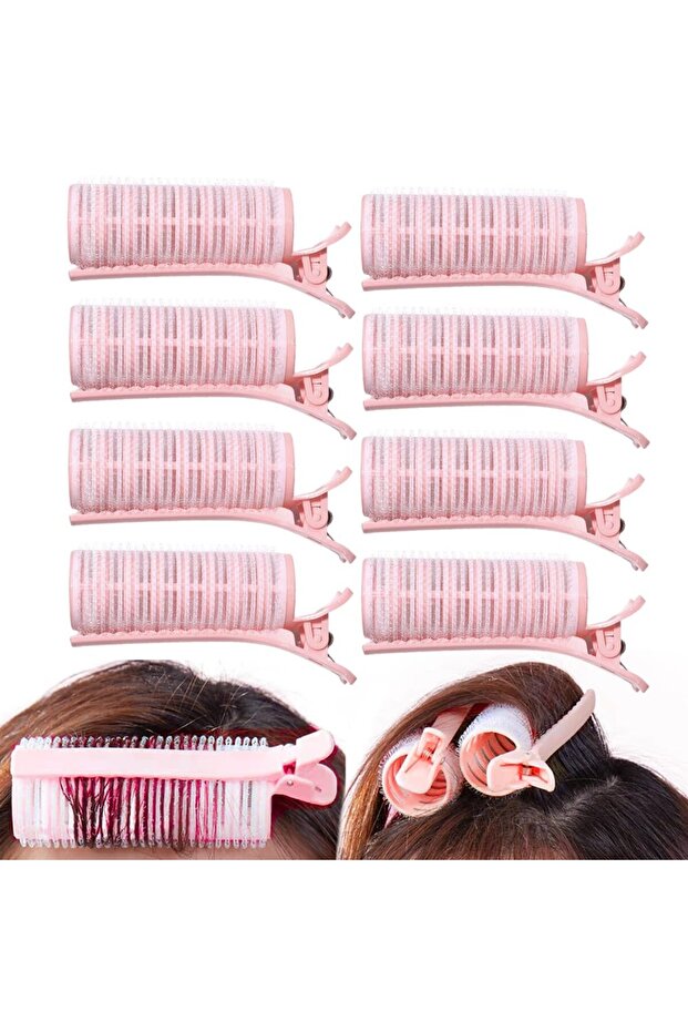 2-in-1 Bangs Curling Iron with Clip Styling Clip Set, Volumizing Root Clip, Portable Bangs Curling Iron DIY Volumizing Hairstyle Clip, 8-Piece Set