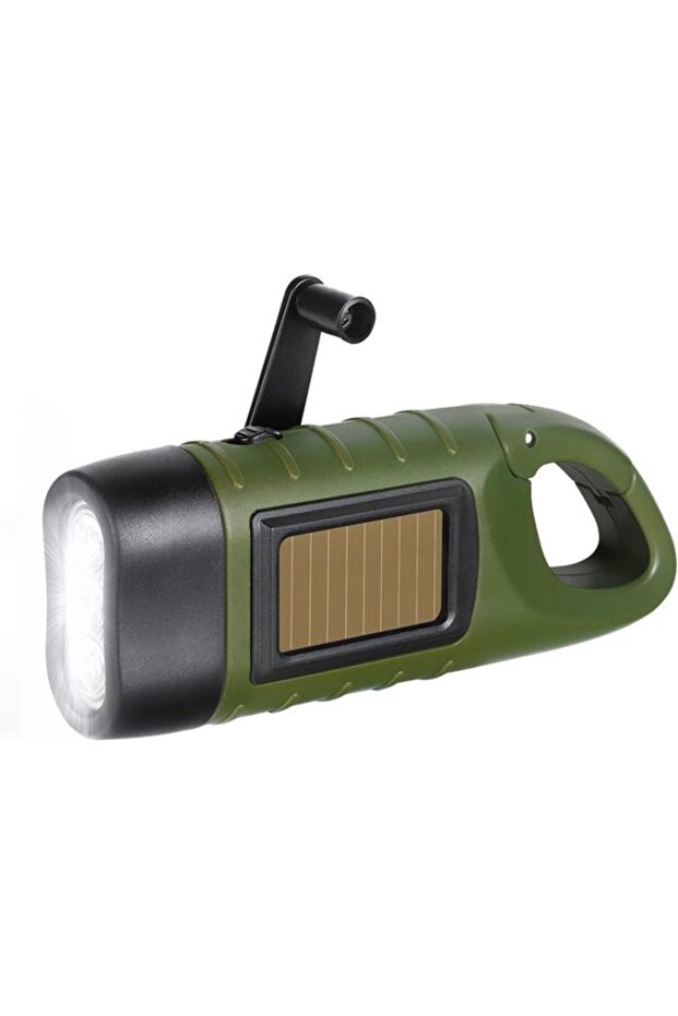 Waterproof Solar & Hand-Crank LED Carabiner Flashlight for survival & hiking.