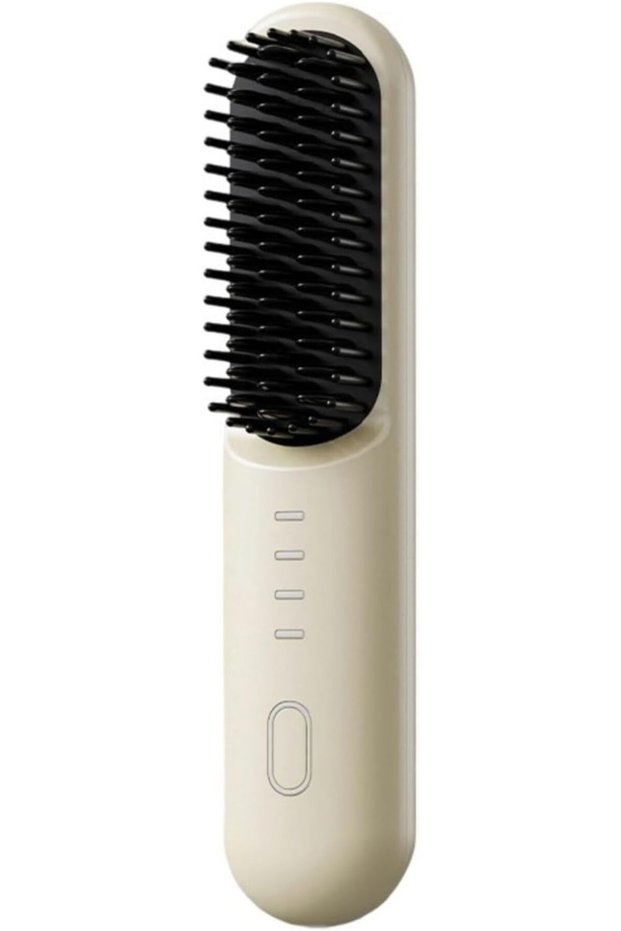 Multi-functional hair straightener comb, quick-heating hair straightening tool, rechargeable hair straightener (off-white)
