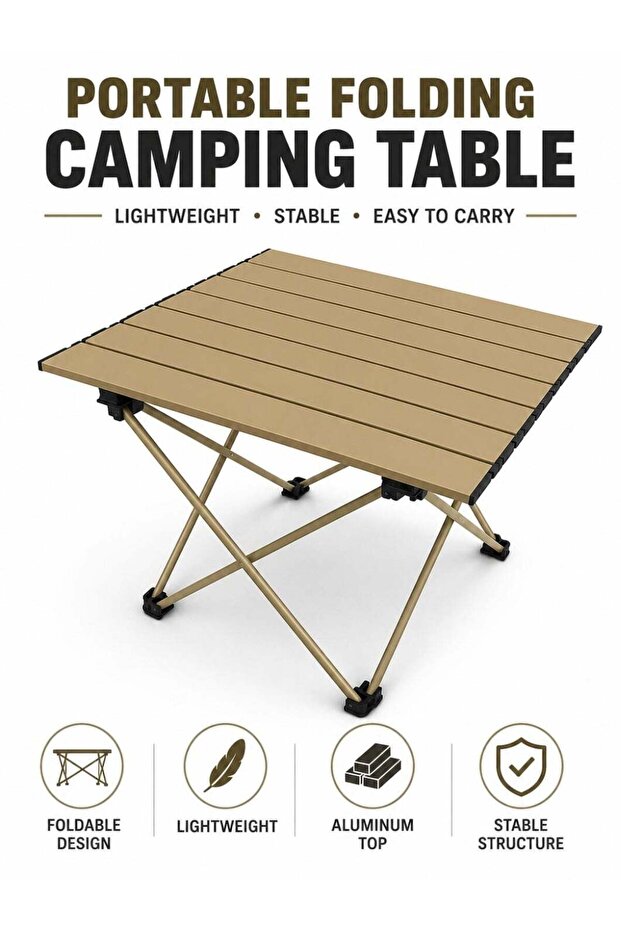 Portable Folding Camping Table, Compact Lightweight Aluminum Camping Table, Foldable Outdoor Table