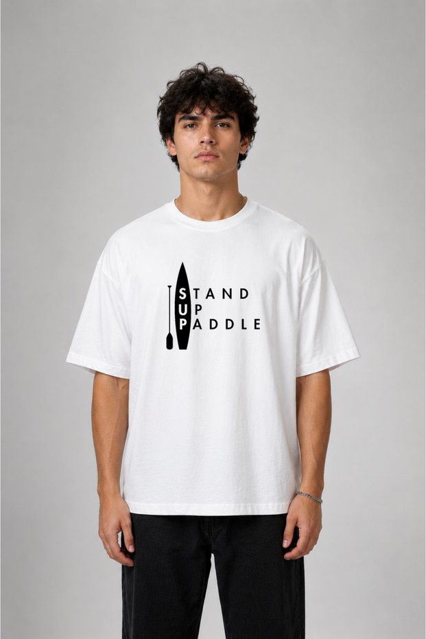 Sup Paddle Board Printed Cotton White T-Shirt T-Shirt