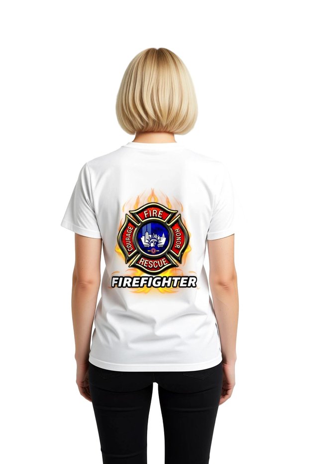 Women's Fire Department Eri Fire Rescue Profession Printed Relaxed Fit Cotton T-Shirt Casual Modern Stylish Comfortable