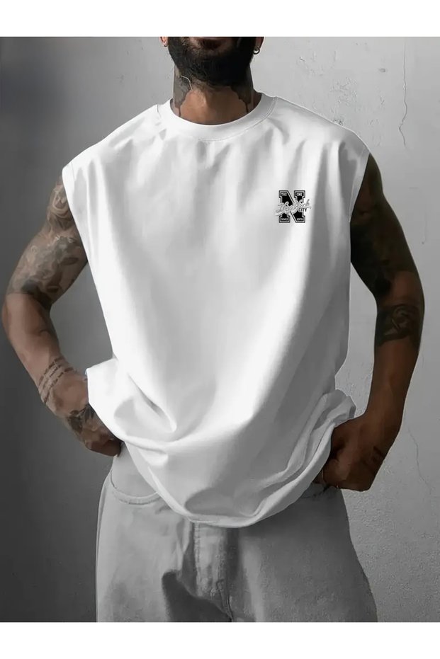 New York Pocket Printed Men's Regular Fit Crew Neck Sports Sleeveless T-Shirt