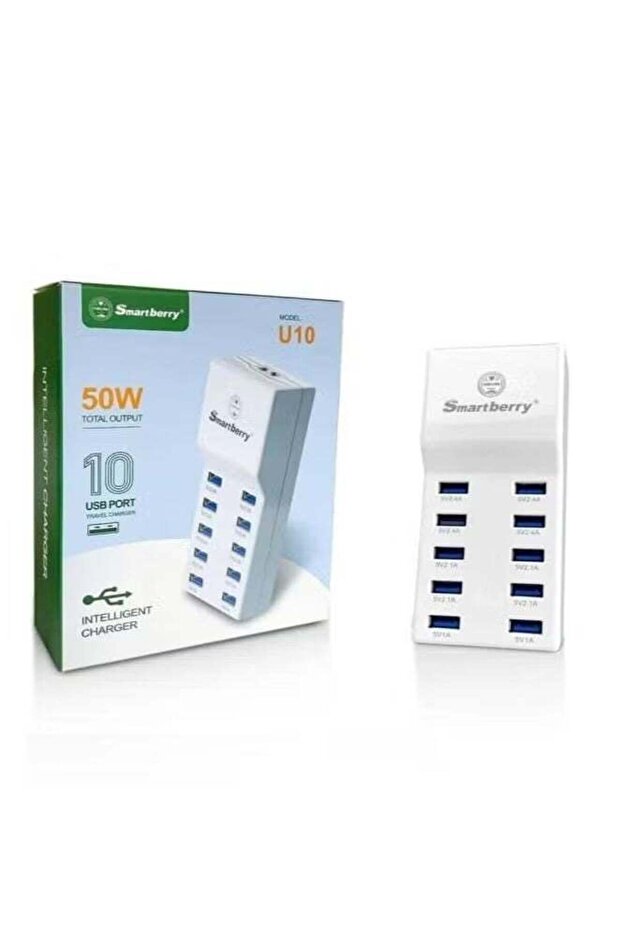 50W U10 10-Port USB Wall Charger – Intelligent Fast Charging Station with Auto Detect Tec