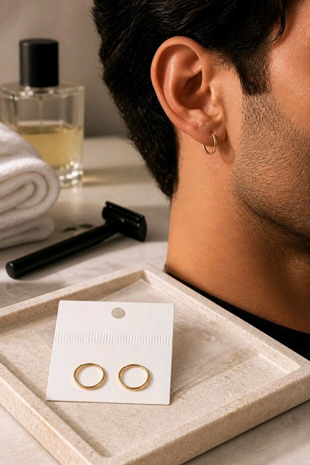 Yellow Color Ring Unisex Steel Earrings