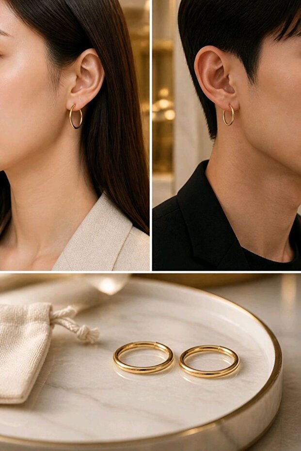 Yellow Color Ring Unisex Steel Earrings