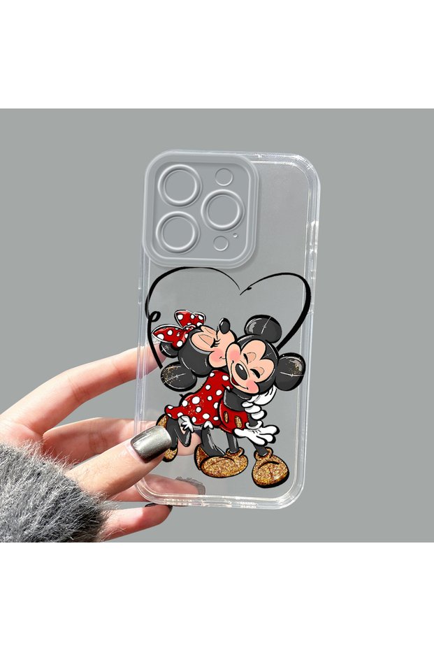 iPhone 15 Pro Compatible Camera Protected Anti-Shock Aesthetic Print Patterned Transparent Silicone Case