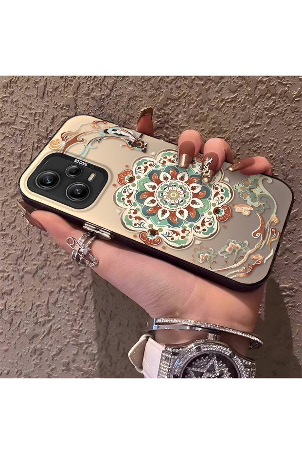 Redmi Note 12 Pro 5g Compatible Traditional Dunhuang Motif Silicone Phone Case, Shockproof