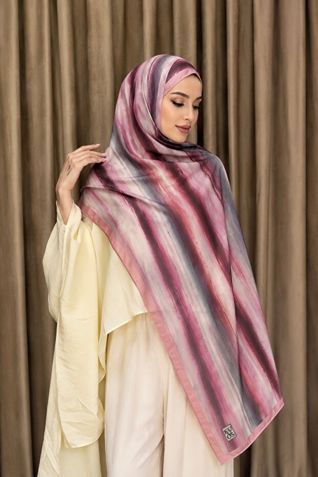 Pink Aqua Patterned Soft Shawl
