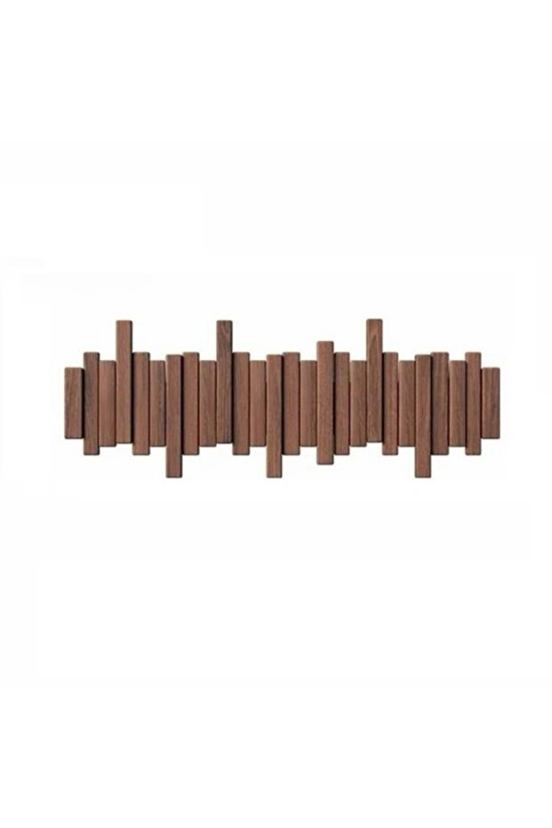 Wall-mounted coat rack — Piano key hooks — Solid wood — Behind-the-door storage system — Wall panel with 8 hooks — 53 x 20.8 cm