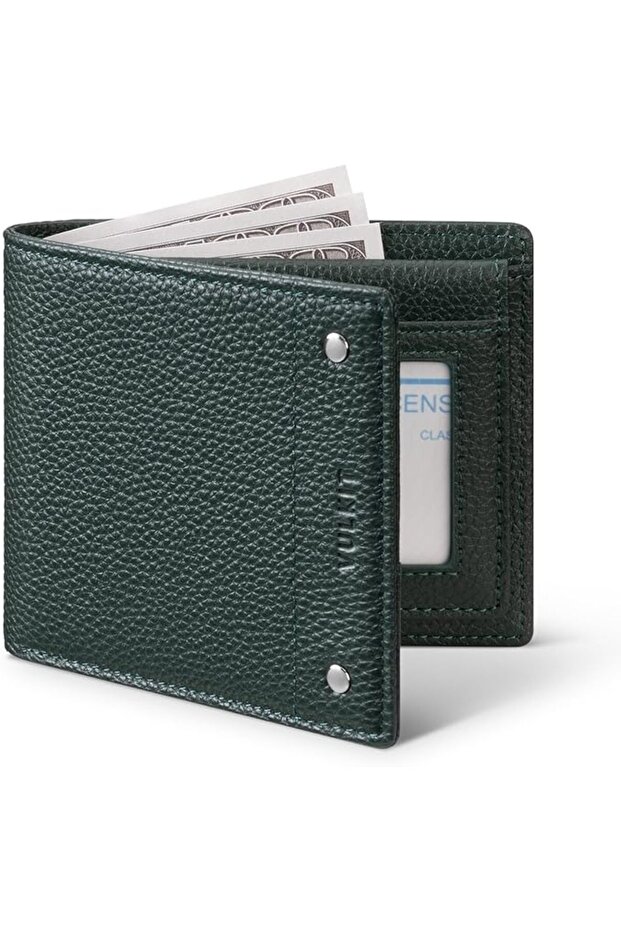 Men's Wallet Genuine Leather RFID Blocking Bi-fold Wallets with Double ID Window Everyday Car