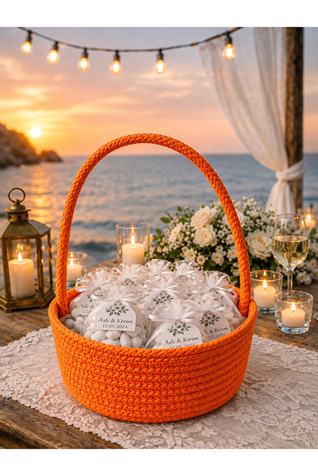 Wedding Basket Promise Basket Multi-Purpose Basket with Handle 15X7 cm