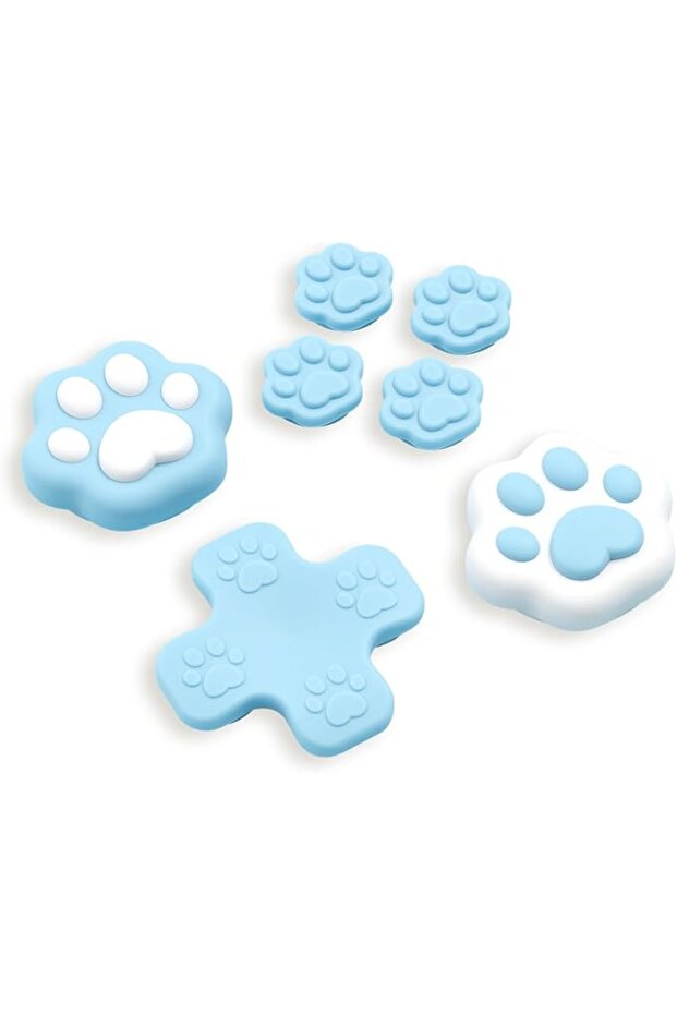 مجموعة أغطية أزرار D-Pad من السيليكون، غطاء عصا التحكم، أغطية أزرار ABXY على شكل مخلب قطة، أغطية عصا التحكم C