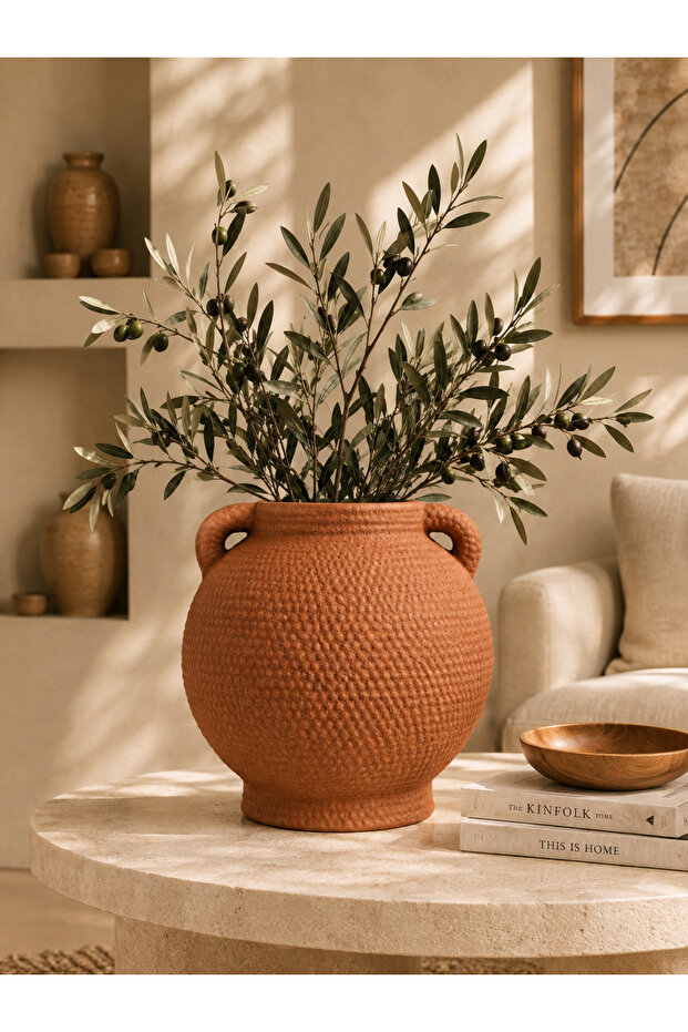 Elora Textured Decorative Vase with Handle