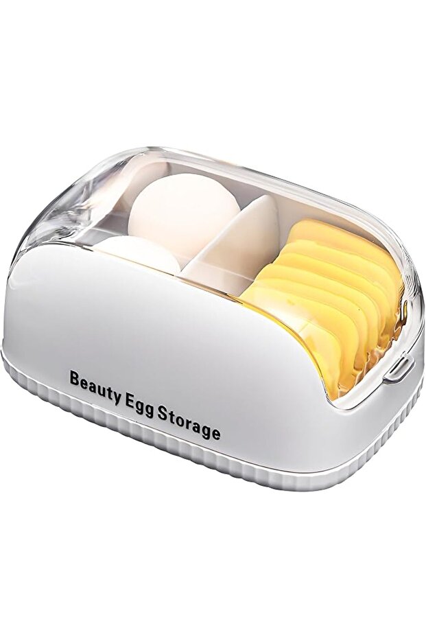 Beauty Blender Holder with Lid - Portable Makeup Sponge Organizer Case for Countertop Storage, Clear