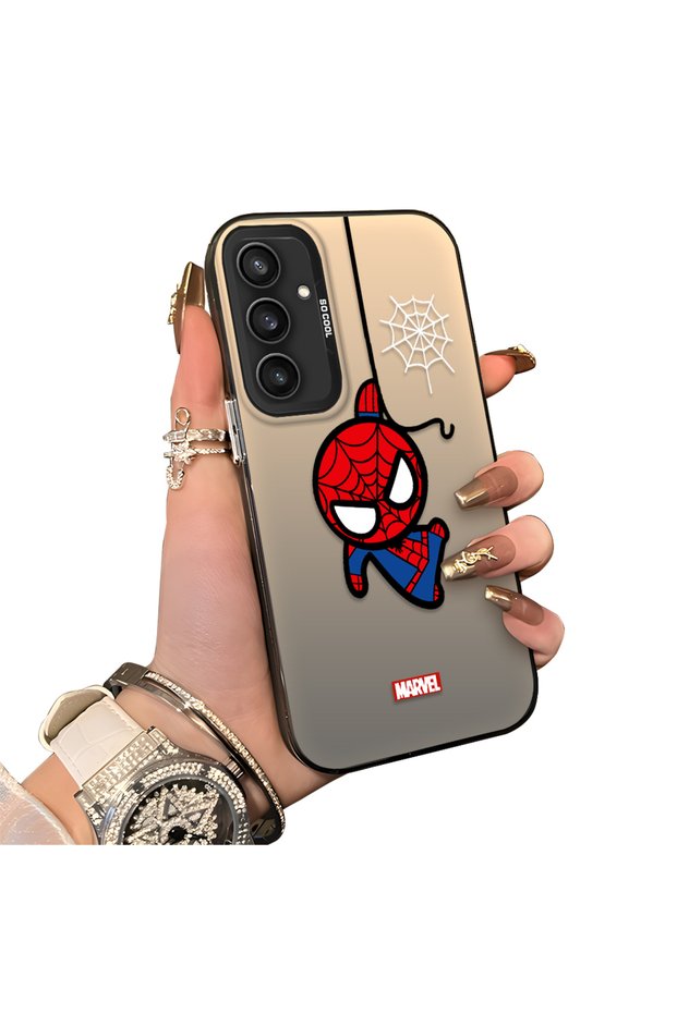 Samsung Galaxy S23 Fe Compatible Silicone Edge Hard Back Case Couple Phone Case Spider Man Patterned
