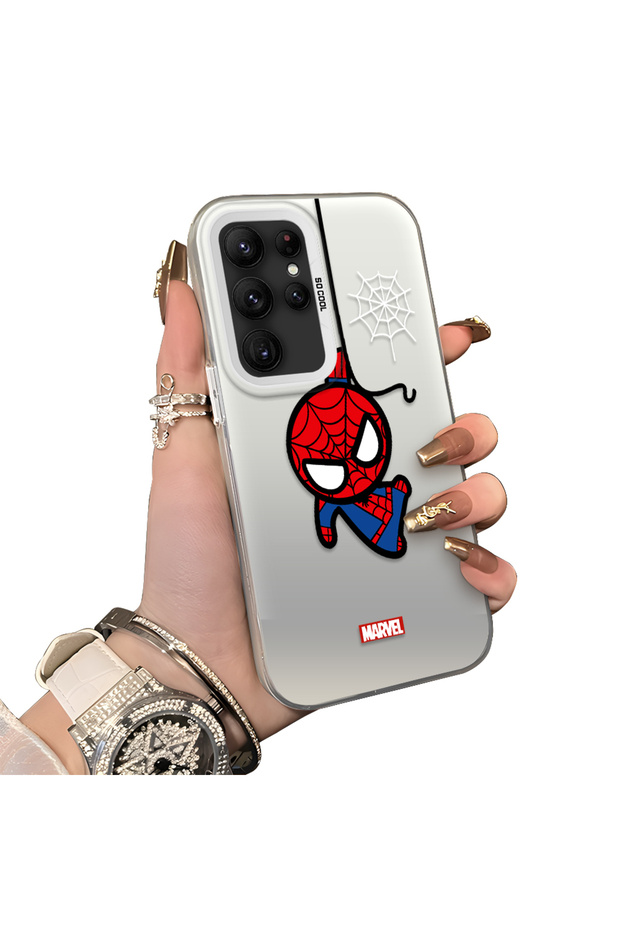 Samsung Galaxy S22 Ultra Compatible Silicone Edge Hard Back Case Couple Phone Case Spider Man Patterned