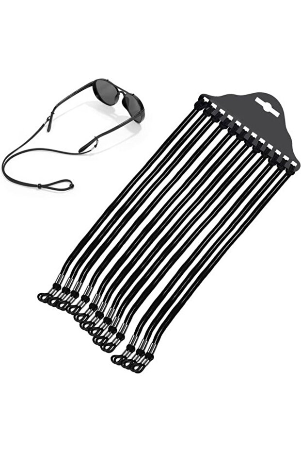 Eyeglasses Chain Set – Nylon Strap – Adjustable Anti-slip Clip – 60cm – Black