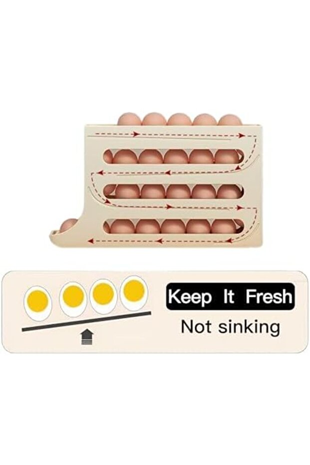 4-Tier Automatic Rolling Egg Holder for Refrigerator, Gravity-Fed Egg Organizer, Space-Saving Egg St - 3