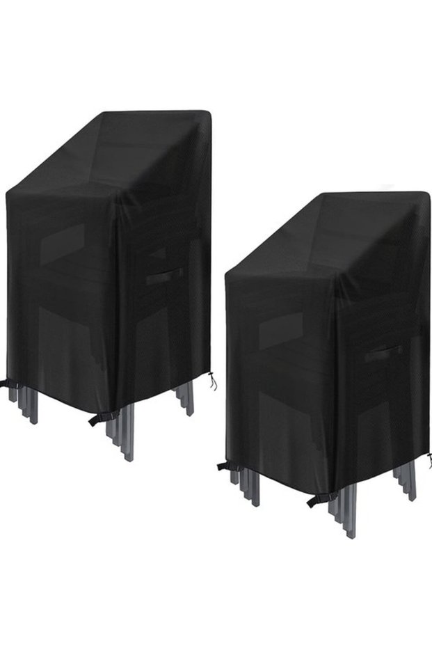 Garden chair covers, waterproof - 2-pack furniture and weatherproof outdoor 210D Oxford cloth Patio folding Black 75 x 120 cm