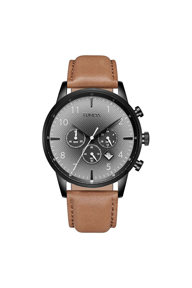 Men's Stainless Steel Watch, Black & Tan | Trnda-43mm