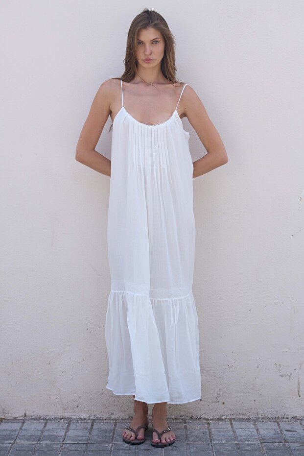 White Contrast Lace Dress
