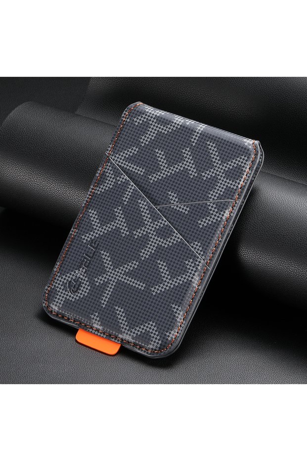 Black Card Storage Luxury Slot Faux Leather Magnet Stand RFID Mobile Phone Wallet Magnetic Card Hold
