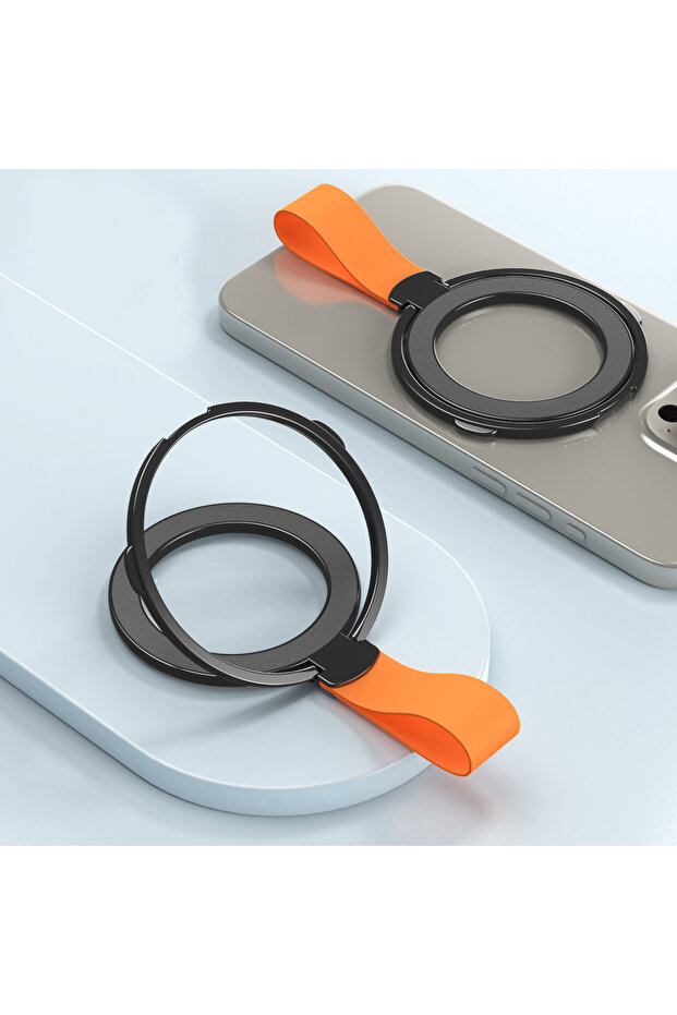 Orange Suitable For Magnetic Single Ring 3 Sections 1Pcs Silicone Ring Simplicity Iifting Phone Stan