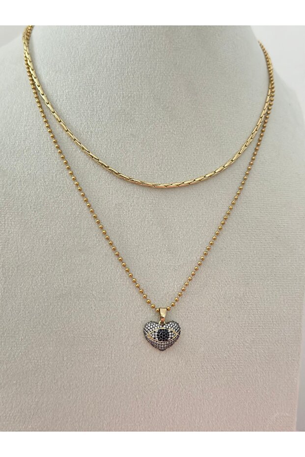 Well necklace and eye pendant double necklace set