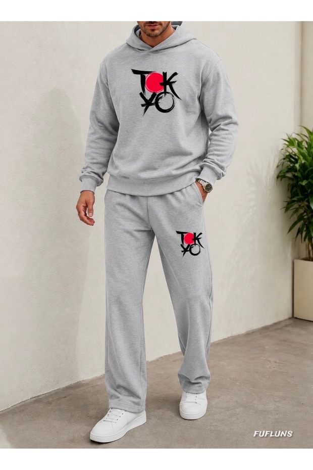 Tokyo Printed Men's Hooded Tracksuit Set