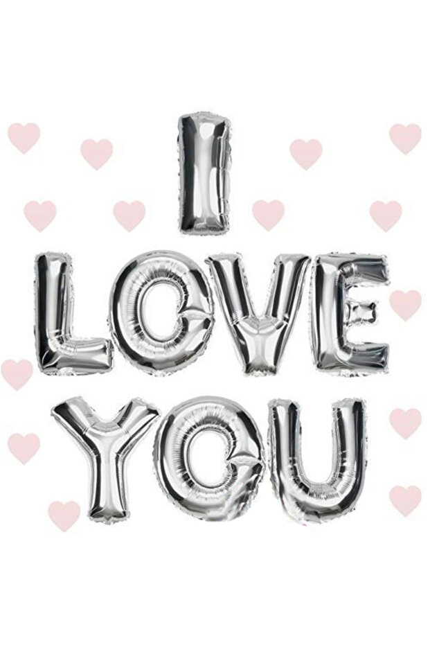 I Love You Foil Balloon Silver Color 35 cm Bx40