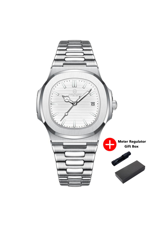 Silver white 2026 New Luxury Military Man Watch Square Waterproof Luminous Date Week Men Watch Stain