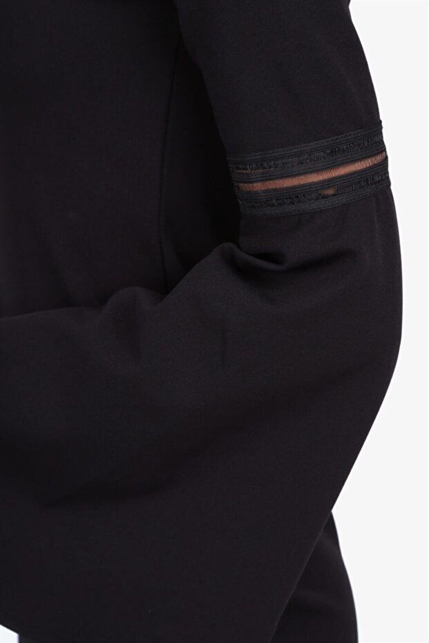 V Yaka Ispanyol Kol Mini Elbise - 6