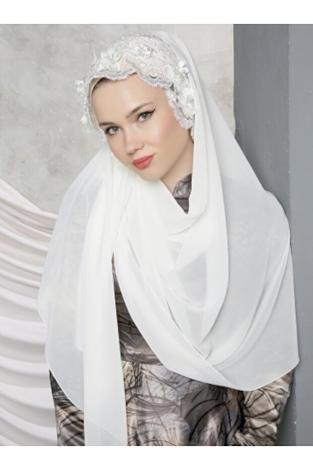 Üç Boyutlu Şal Beyaz - 4