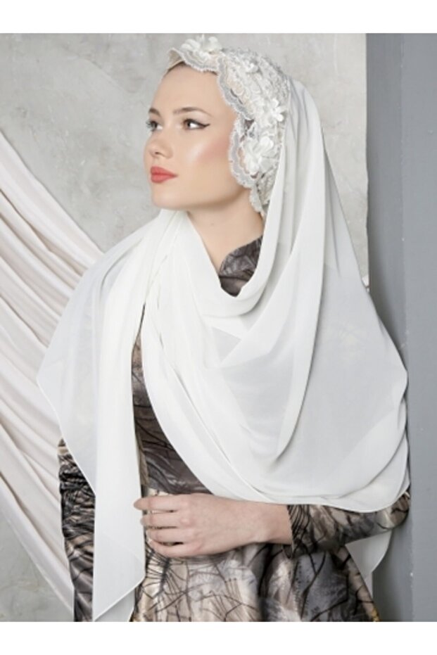 Üç Boyutlu Şal Beyaz - 5