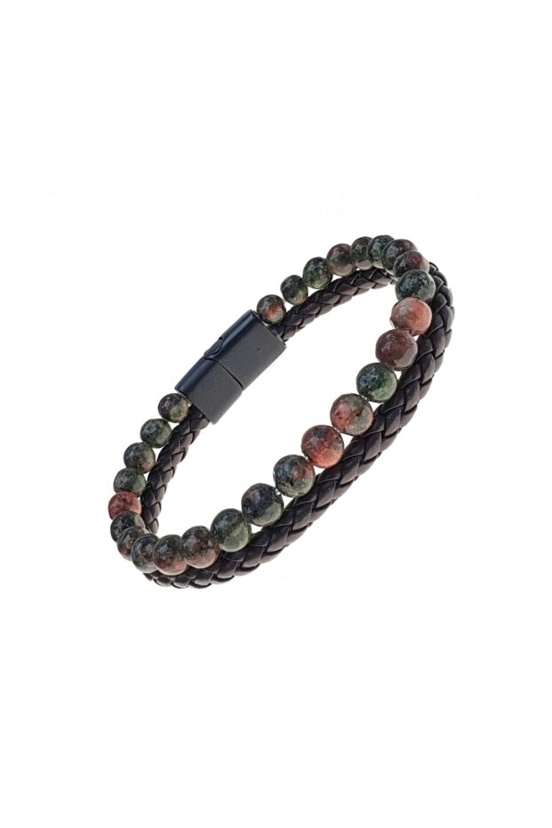 Unisex Agate Natural Stone Leather Bracelet