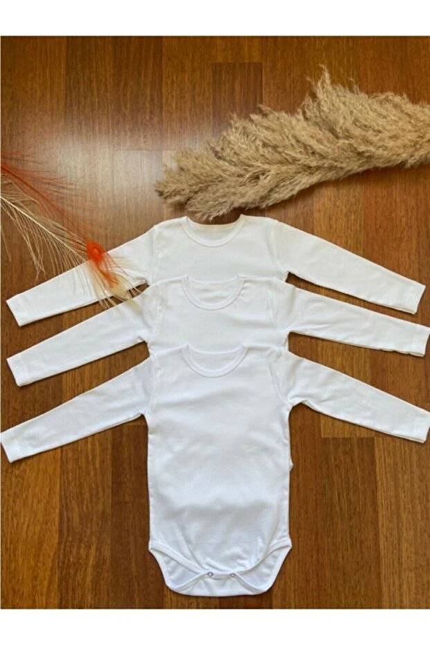 3-Piece 100% Cotton Long Sleeve Baby Snap-On Bodysuit