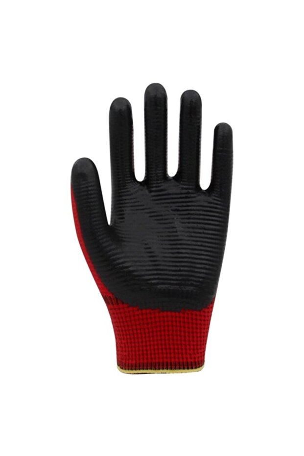 Pn Zebra Kırmızı Polyester Örme Nitril Eldiven (9/l) - 3