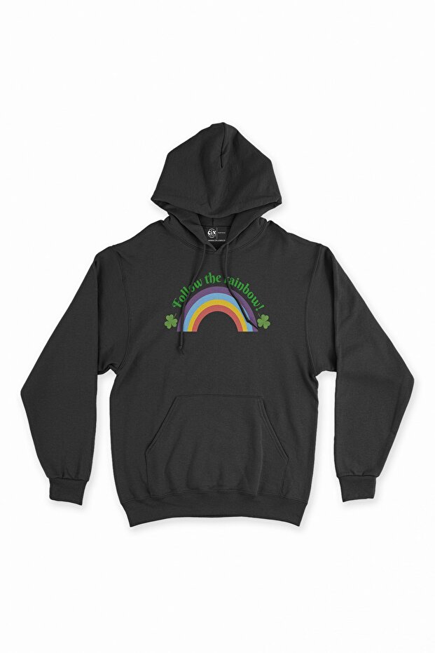Black Hooded Sweatshirt - Rainbow Arc Piece