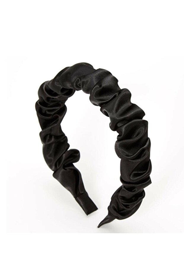 Women's Black Color Gathered Satin Crown